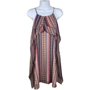 BCBGMaxAzria Dress Multi-Color Printed Ruffle Sleeveless‎ Mini Women's S Party